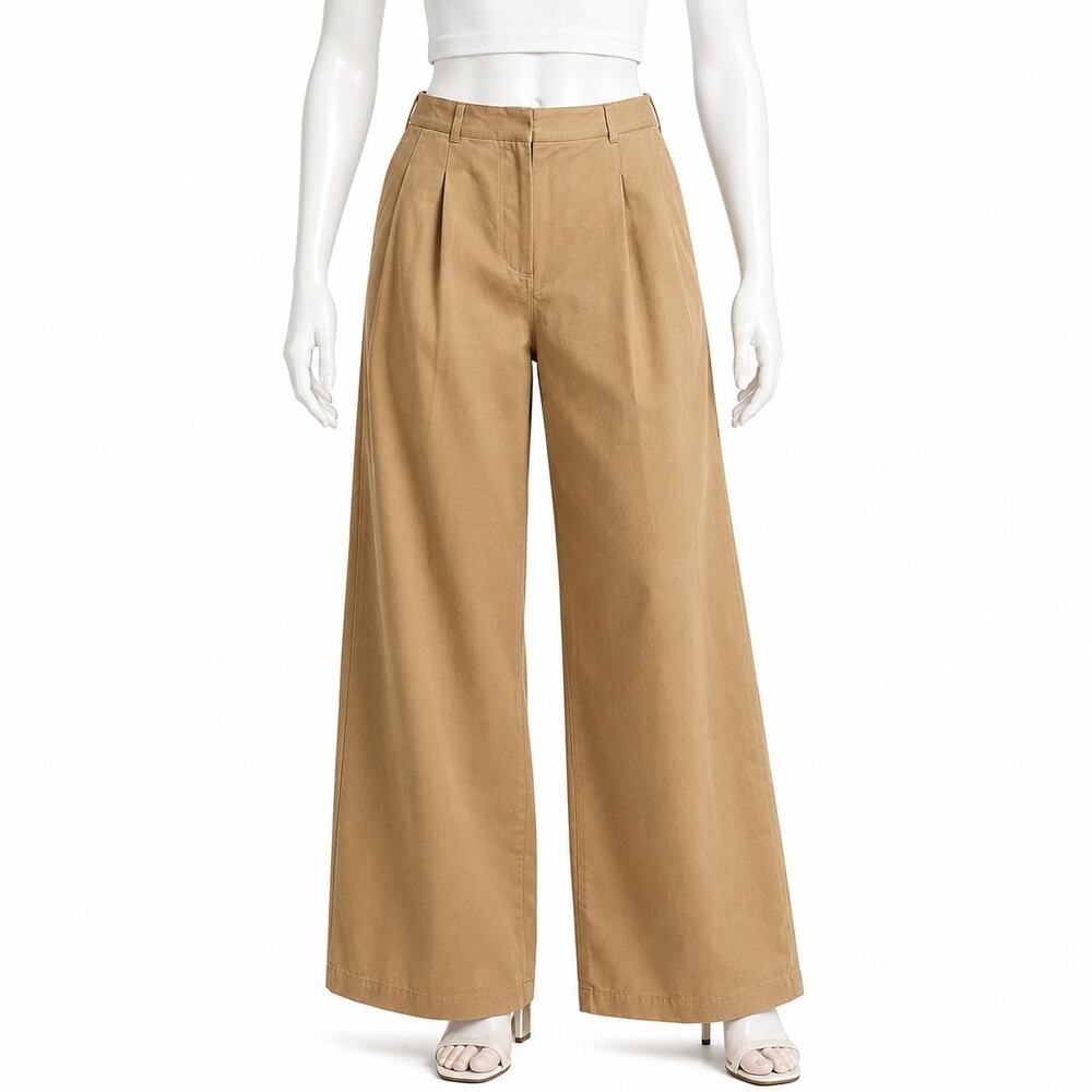 Abercrombie & Fitch Tan Wide Leg Pants 27 SHORT Adjustable Buckle Waist